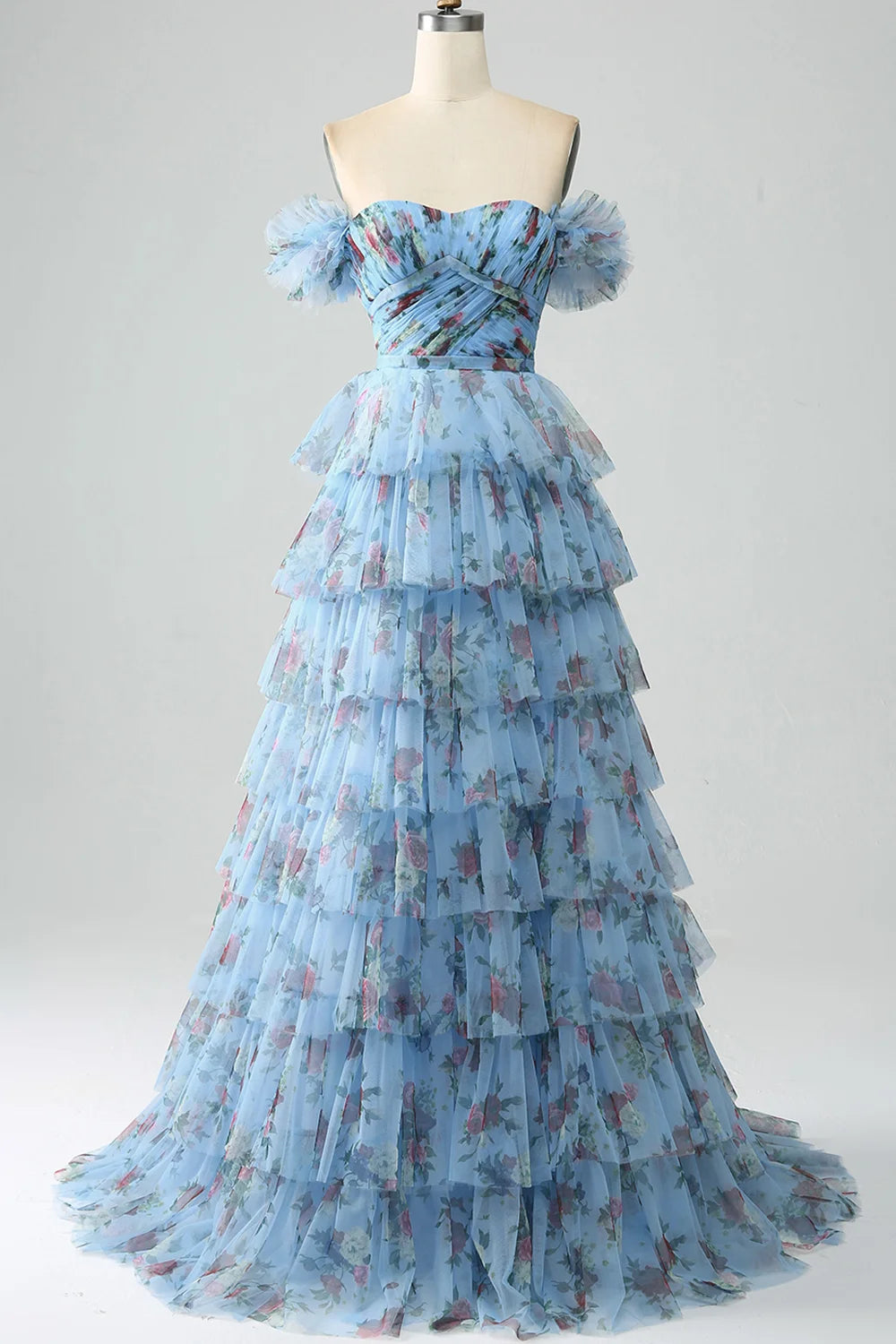 RFYR A Line Floral Prom Vestidos De Novia Pleated Elegant Prom Dress 2025 Floor Lenght Party Dress for Women  فساتين السهرة