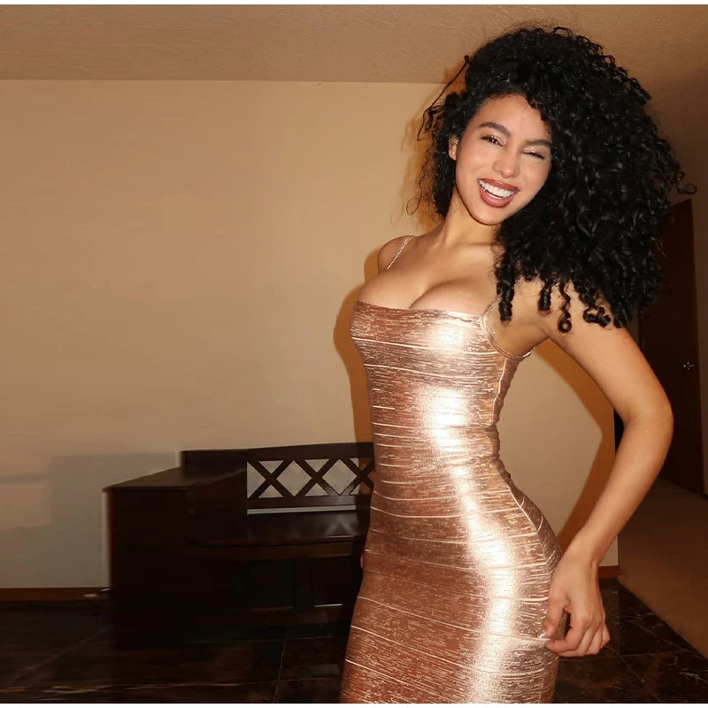 Metallic Shimmer Spaghetti Strap Sweetheart Neck Maxi Dress Bodycon Bandage For Women Night Out Party And Evening Wear