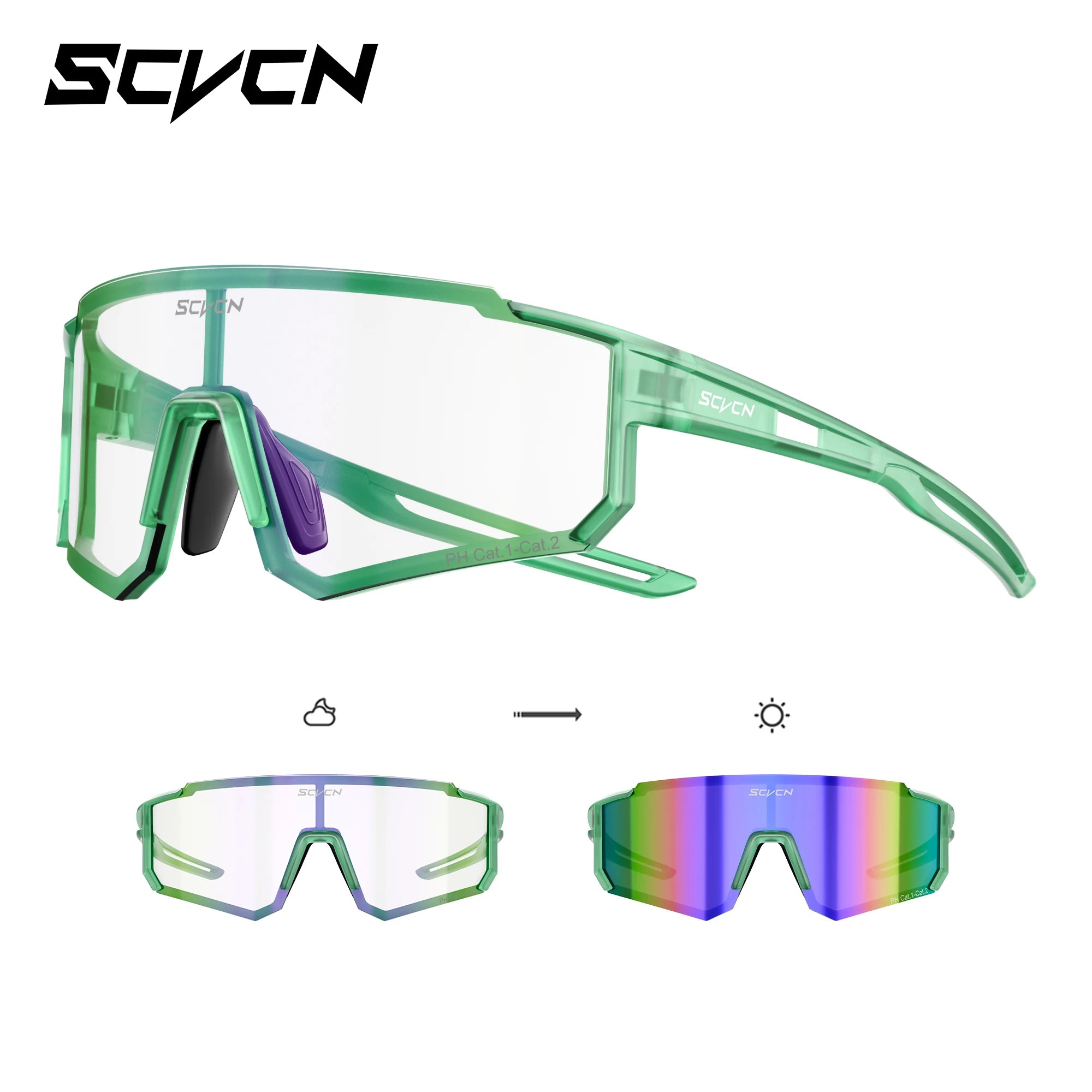 SCVCN Photochromic Hiking Eyewear Cycling Glasses Sports Sunglasses for Women Outdoor Road  MTB Bike Glasses UV400 Men Windproof