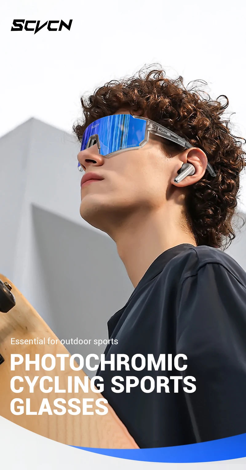 SCVCN Photochromic Sunglasses Outdoor Sports Bike Cycling Glasses Man MTB Climbing Glasses Women Driving Bicycle Eyewear New