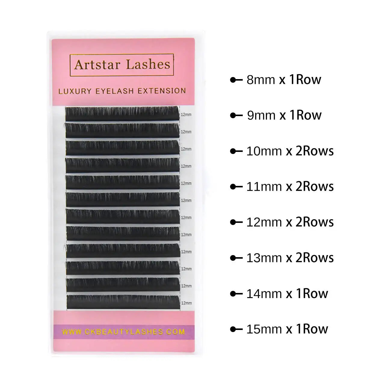 ARTSTAR 12Rows/tray False Eyelashes  J B Curl  6-20mm   Eyelashes Extensions  Matte Black Lashes Makeup tool