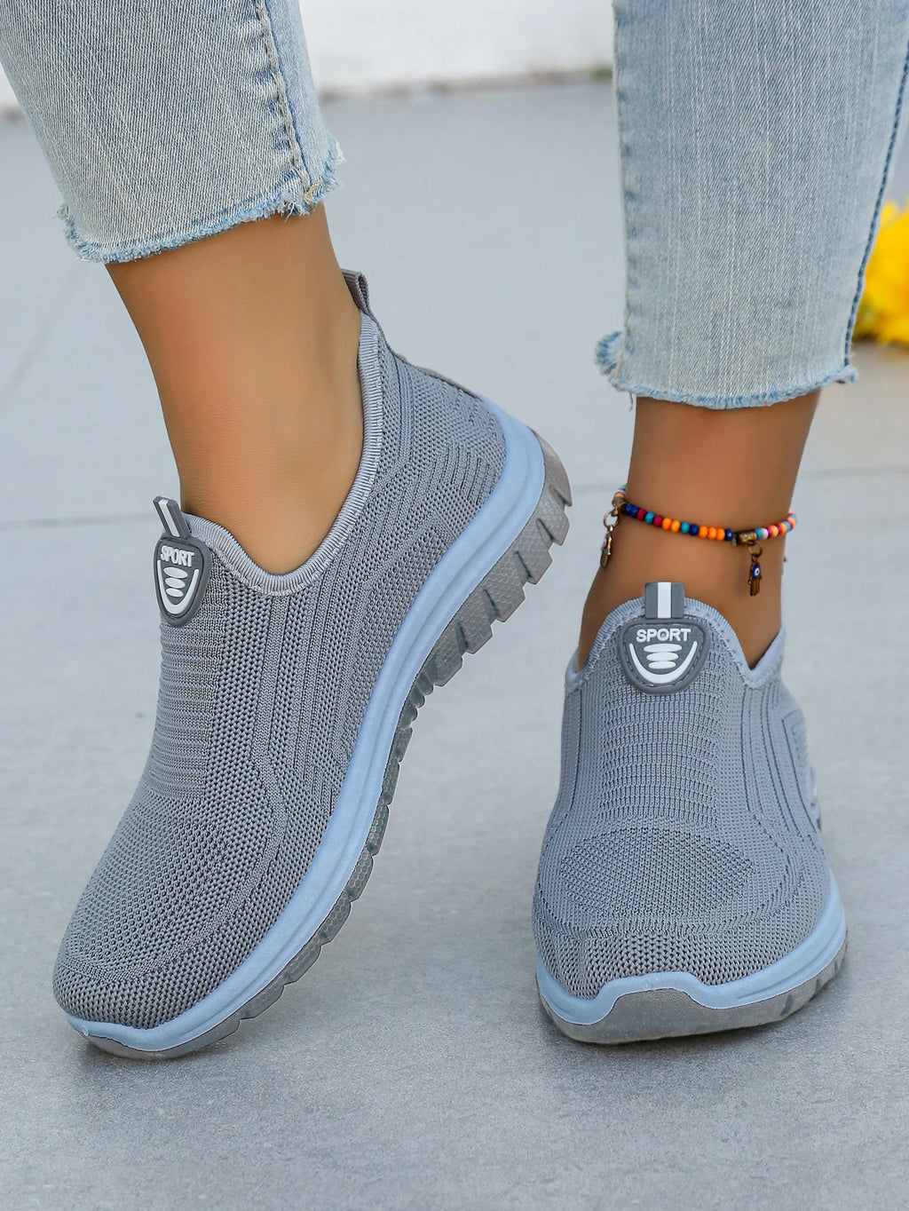 Women's Summer New Breathable Slip-On Shoes Soft Bottom Lightweight Comfortable PVC Material Casual Shoes Easy to Wear
