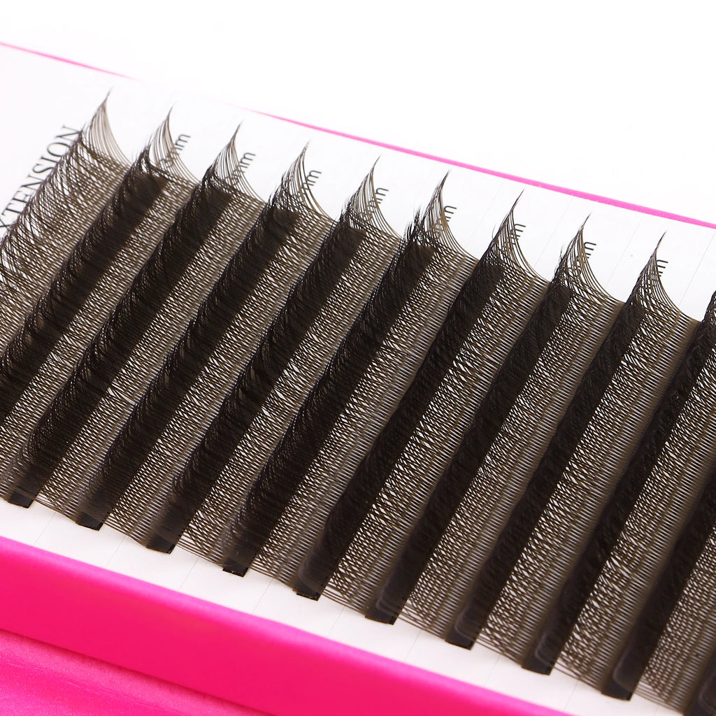 XIUSUZAKI 3D W Shaped Black Brown Eyelashes Extensions 3 Tips False Lashes Natural Soft Premade Volume Fans Individual Lashes