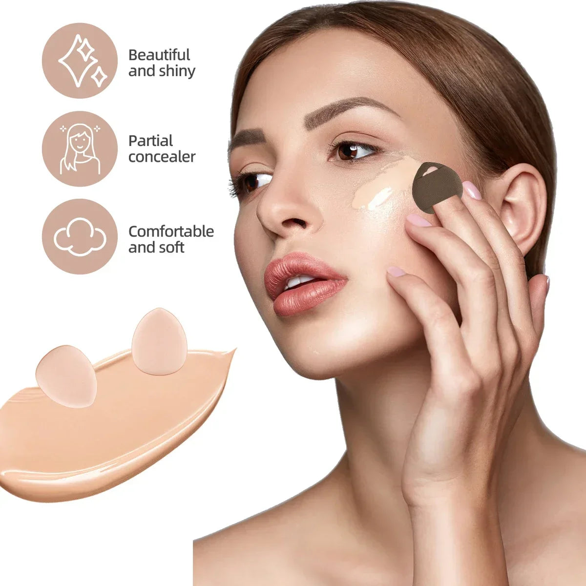 20/40Pcs Makeup Brushes and Sponges Set, Brown Makeup Puff, Beauty Egg, Headband, Wristband Remover Kit, Makeup Tool, Gift,