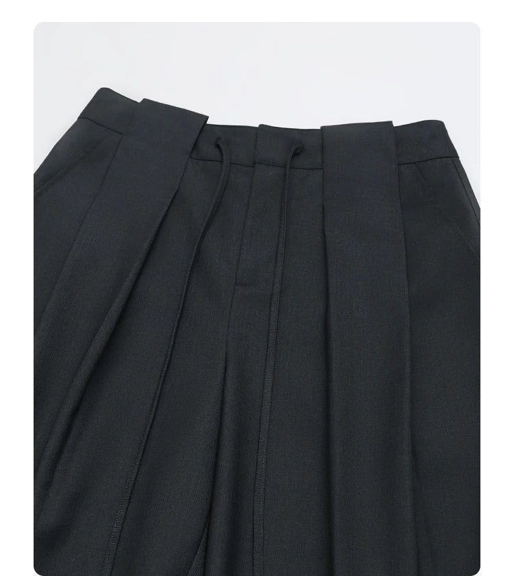 CHIC VEN Women Pants Solid Loose Casual Wide Leg Pant Drawstring Pleated Female Suit Trousers Office Ladies Sping Autumn 2025