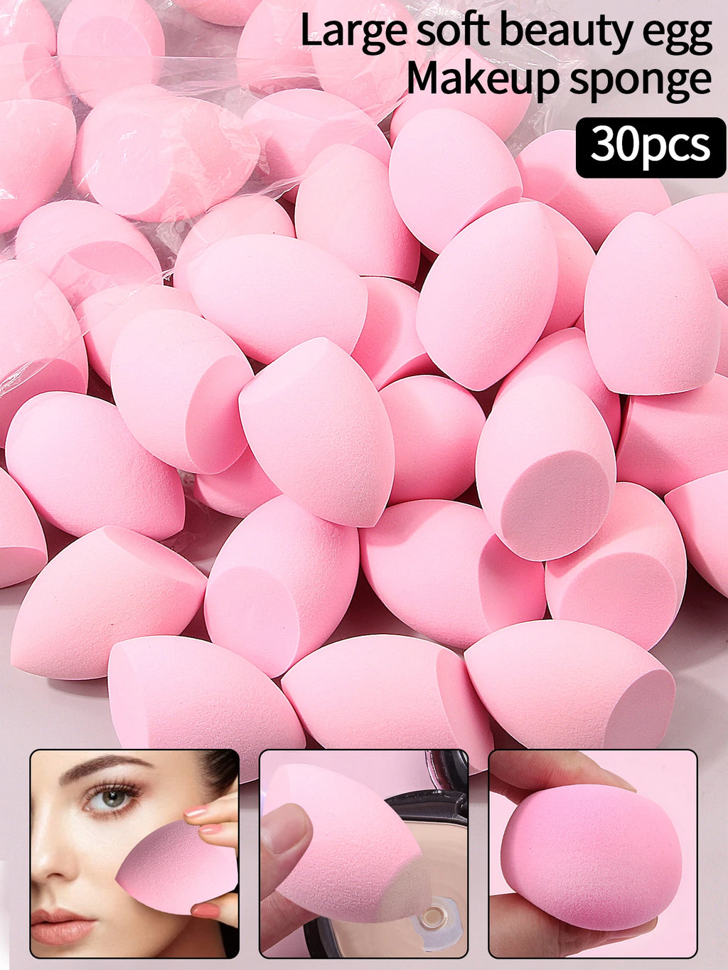 30pcs Powder Blending Makeup Sponge Beauty Egg Set  For Liquid Cream And Powder, Multicolor Without Latex Suitable For All