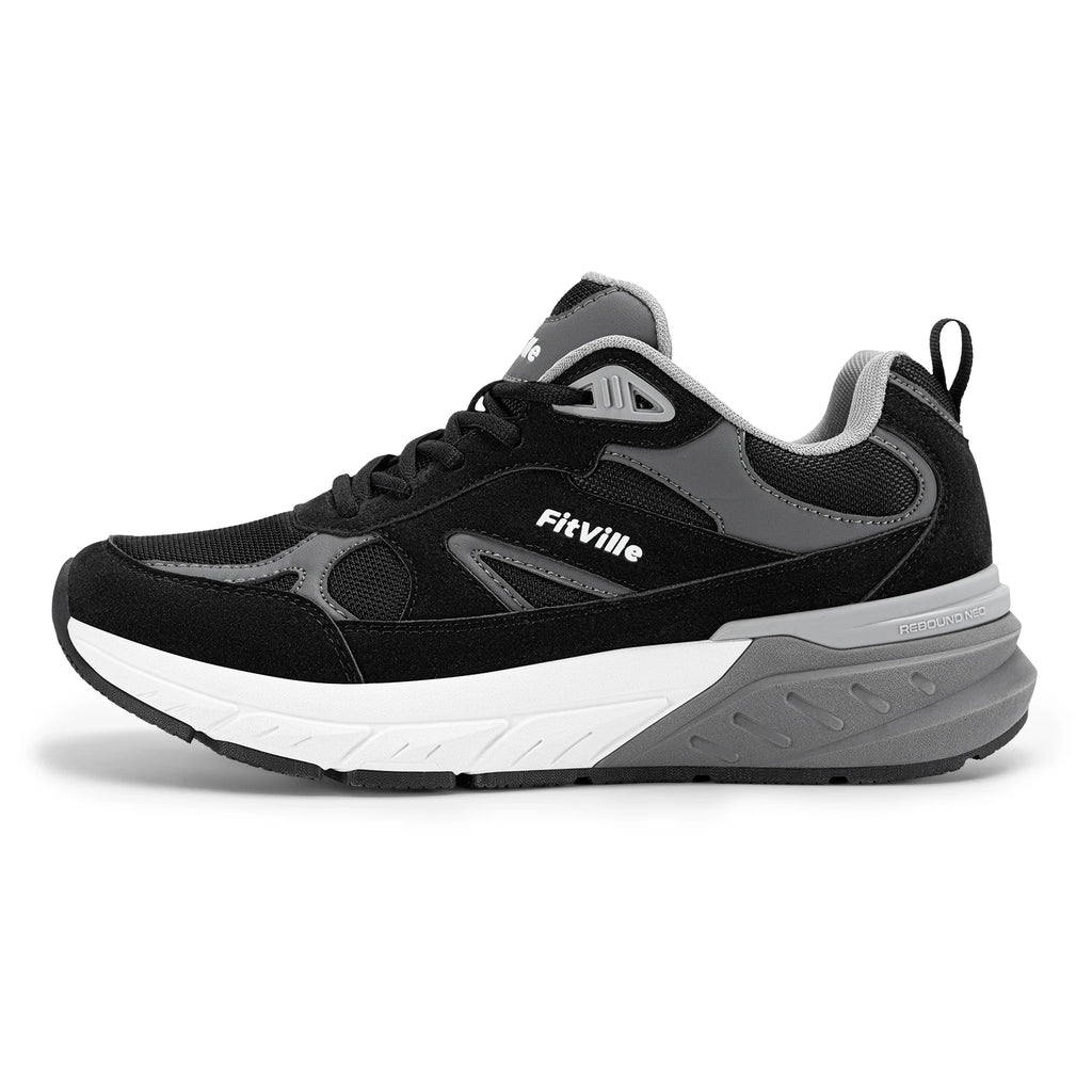 FitVille Newest Walking Shoes for Men Wide Width Sneakers with Arch Support for Flat Feet Heel Pain Relief Plantar Fasciitis
