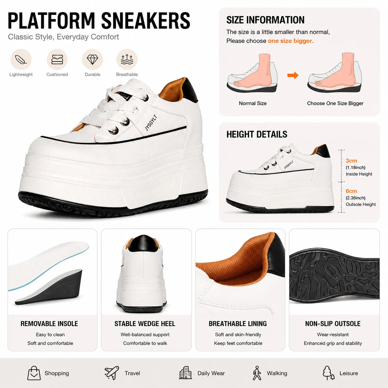 Fujin 9cm 3 inch comfortable platform sneakers for women Genuine Leather Women Vulcanized Shoes Platform High Heels Casual Shoes