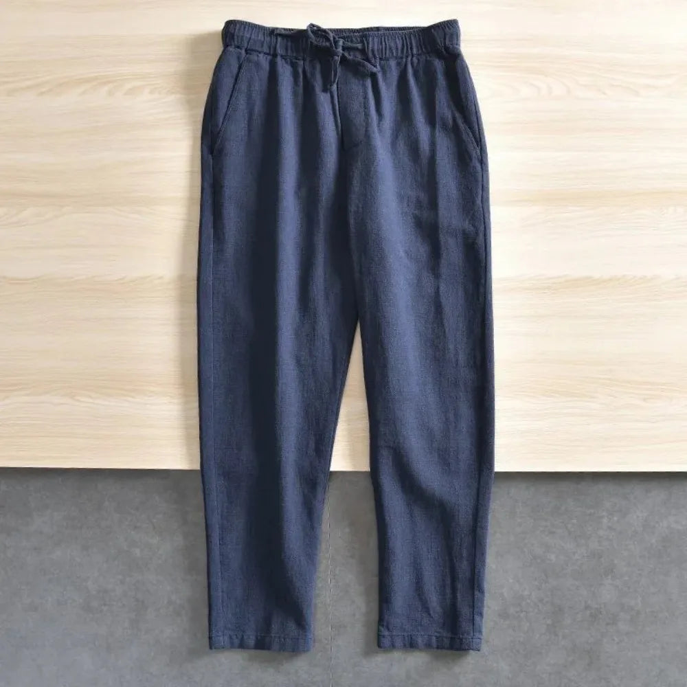 Men's Casual Pants Baggy Streetwear Men Joggers Cotton Linen Sports Trousers Long Straight Pants for Men