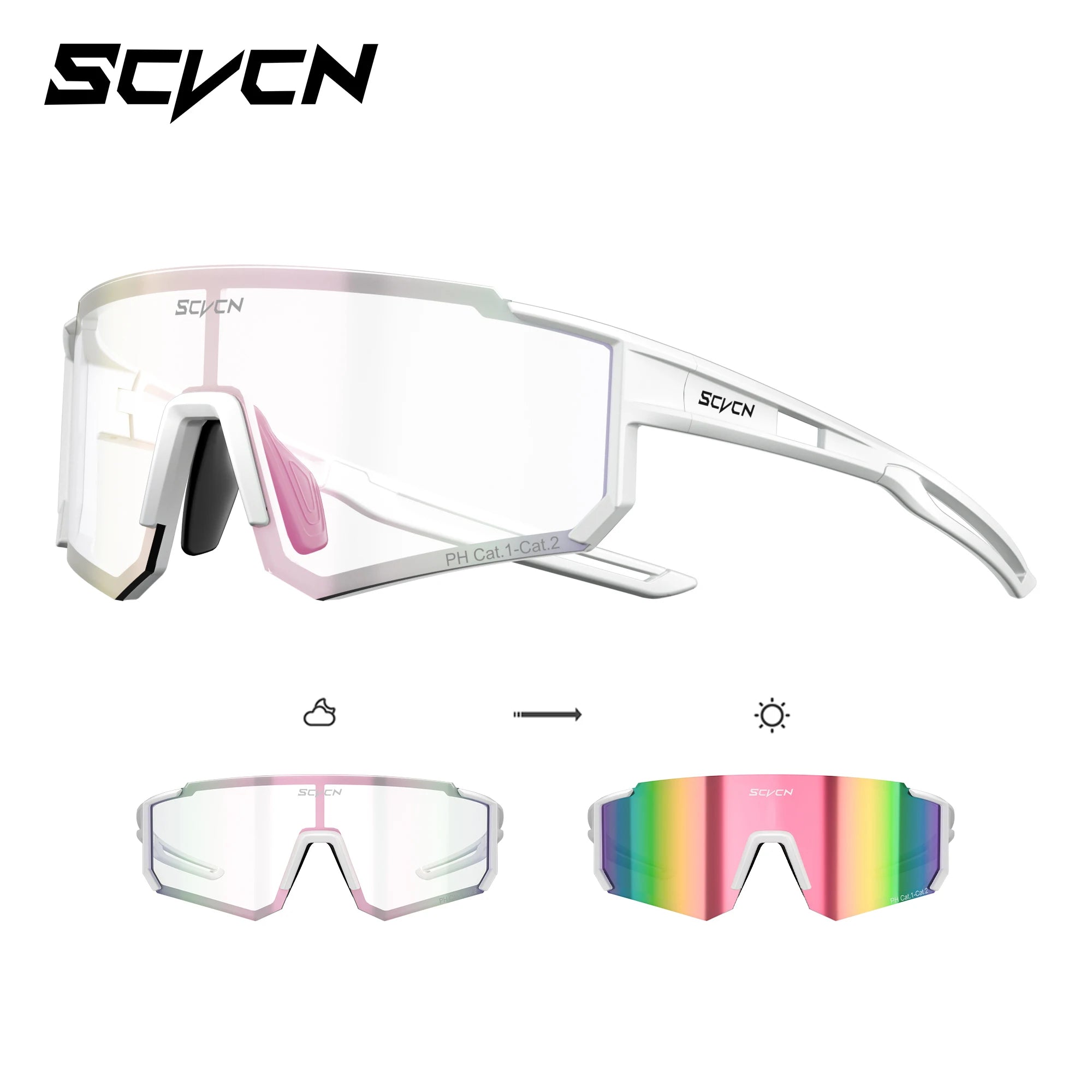 SCVCN Photochromic Hiking Eyewear Cycling Glasses Sports Sunglasses for Women Outdoor Road  MTB Bike Glasses UV400 Men Windproof