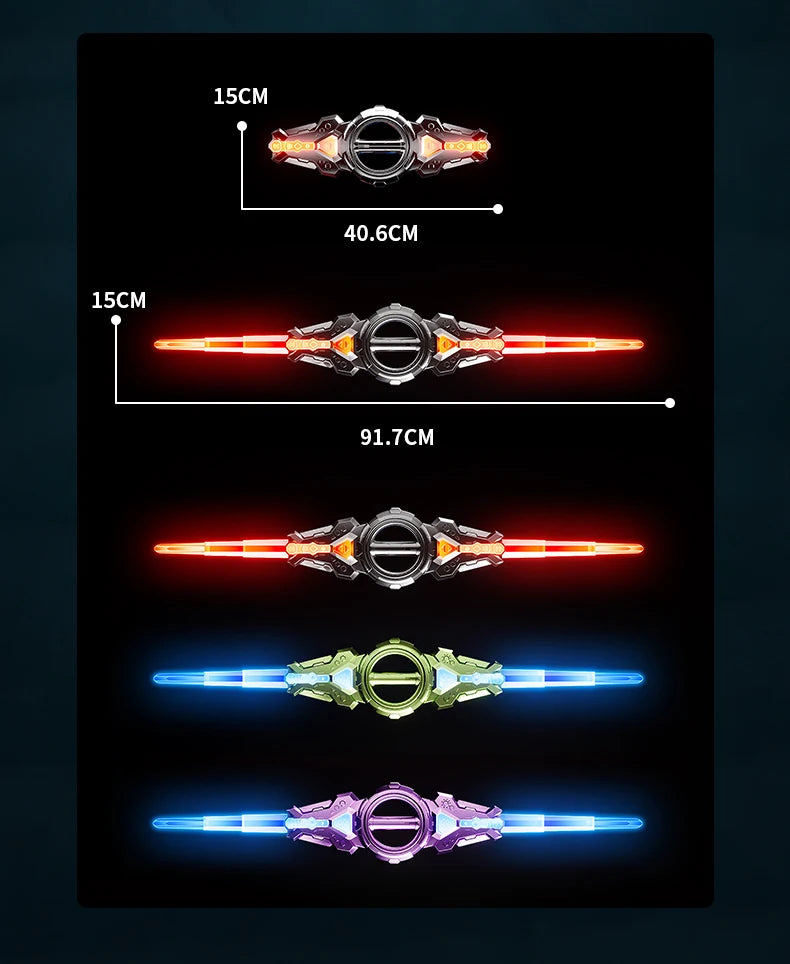 Fire spinning sword, double-edged light sword, children's toy sword, boy's double headed telescopic bearing, rotating knife, lum