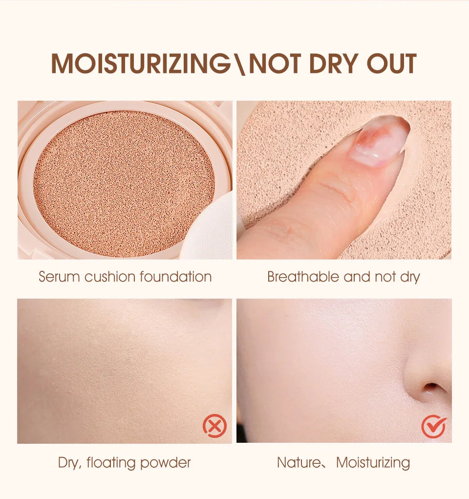O.TWO.O Cushion Foundation 3 Colors Air Cushion BB Cream Full Coverage Breatheable Concealer Waterproof Face Foundation