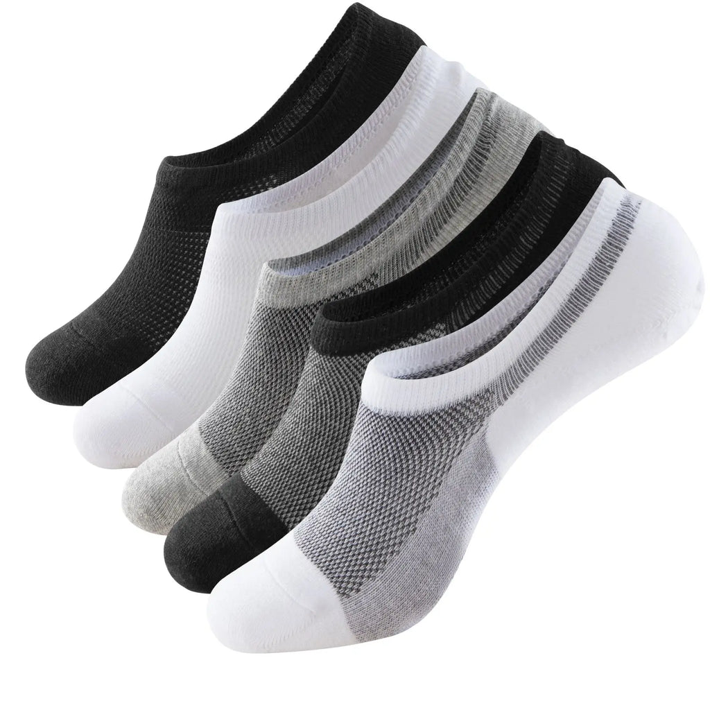 RMSWEETYIL 5 Pairs No Show Low Cut Short Invisible Liner No Slip Socks for Men and Women Cotton Thin Flat No See Boat Shoe Socks