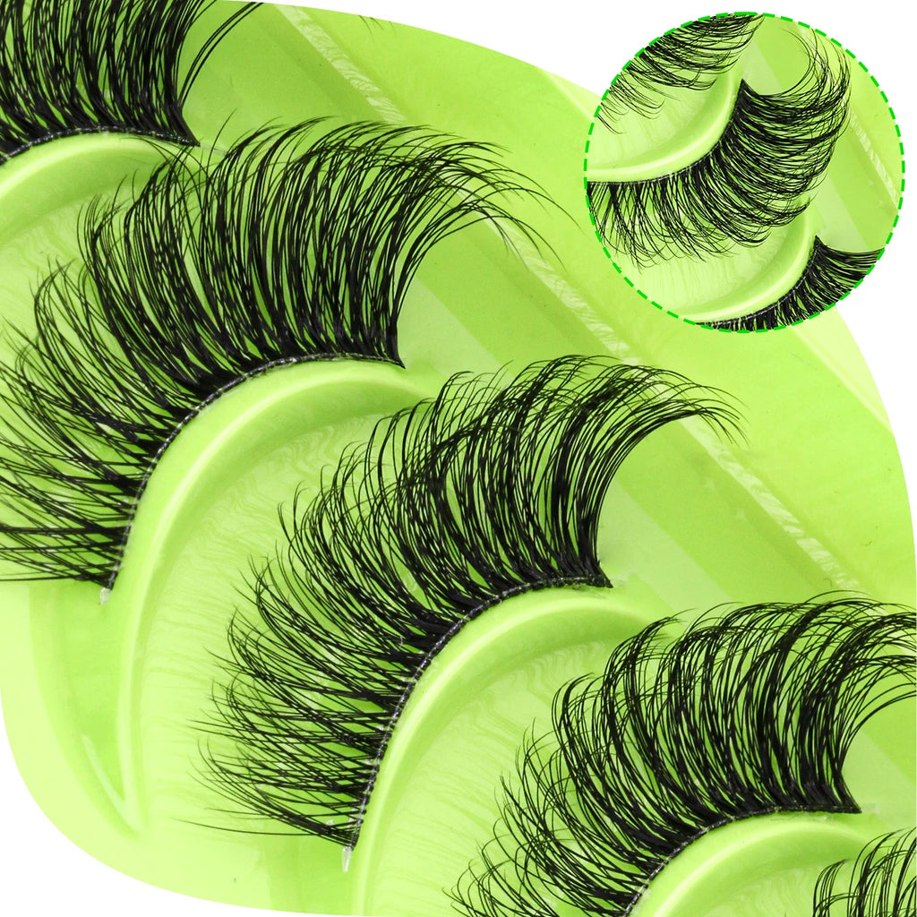 New Half Eyelashes 3/10Pairs Half Lashes Natural 3D Cat Eye Lashes Clear Stem False Eyelash Extension Makeup Faux Cils maquiagem