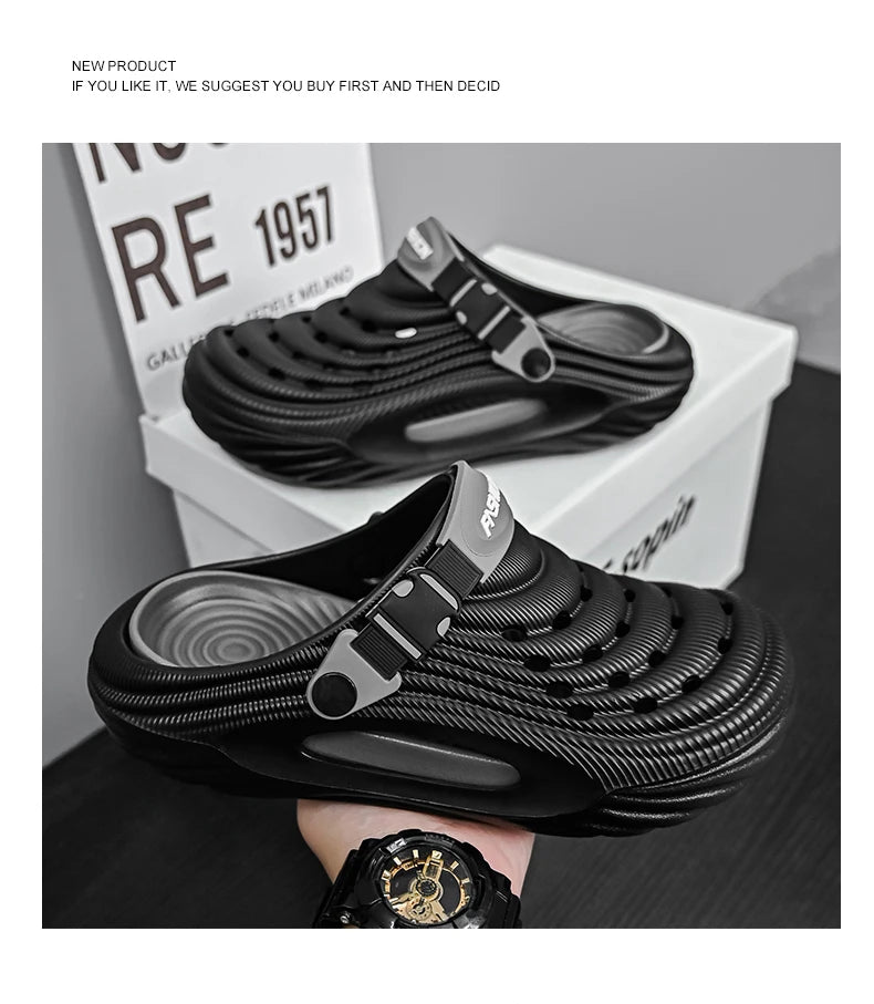 New Couple Models Hole Shoes Summer Women's Sandals Beach Lightweight Men's Slippers Baotou Waterproof Sandals Slippers Men