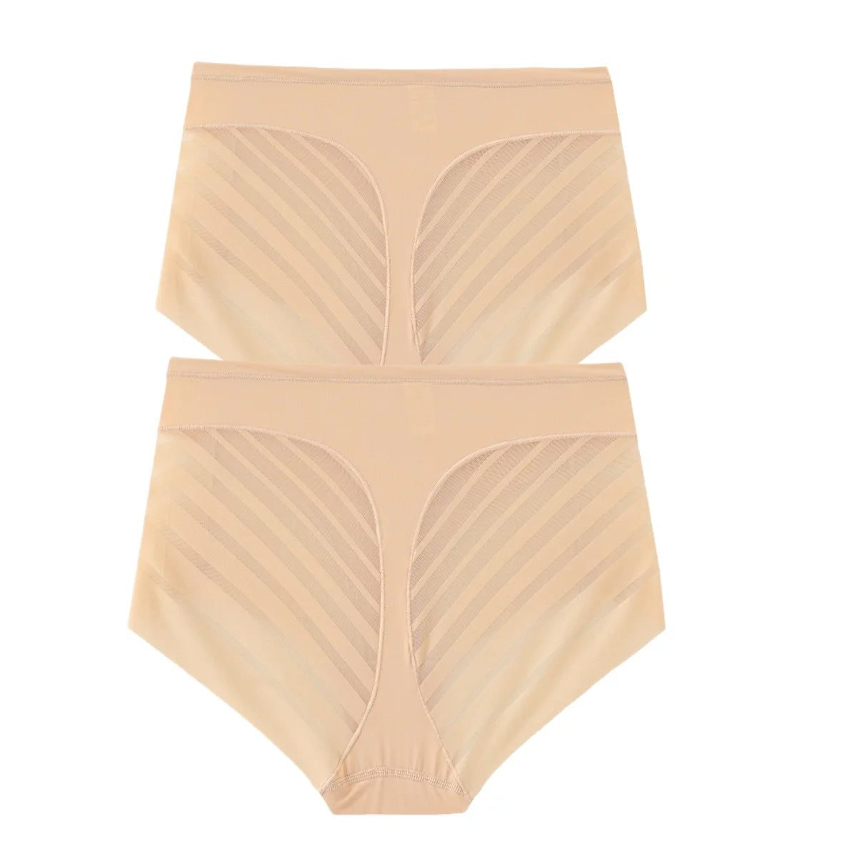 2Pcs/Set Women's Ice Silk Tummy Control Panties Mid Waist Mesh Splice Shaping Briefs Butt Lifter Slimming Soft Underwear M-3XL