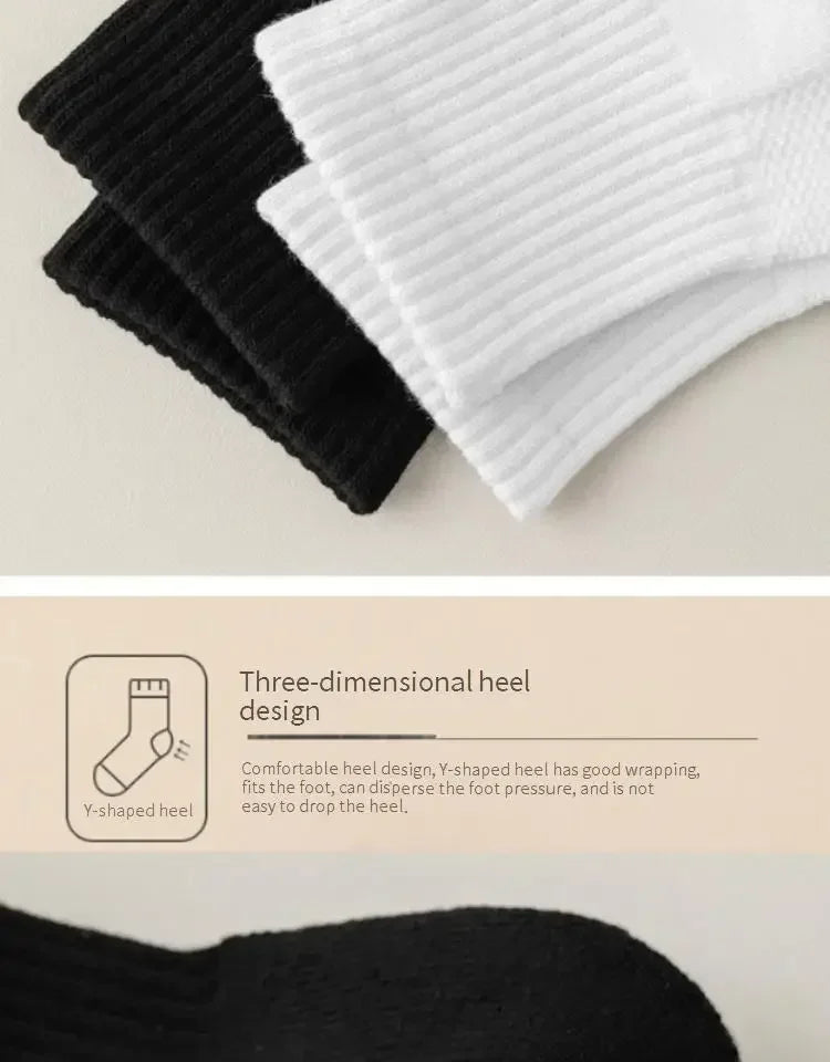 10pairs HLHYX Socks Men's Cotton Deodorant Winter Towel Bottom with Mid-tube White Stockings Thickened Sports Basketball Socks
