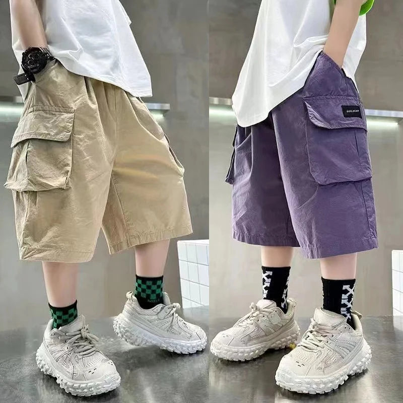 3-14 Years New Fashion Summer Boys Shorts Cotton Big Pocket Half Trousers For Kids Children Outdoor Sport Pants