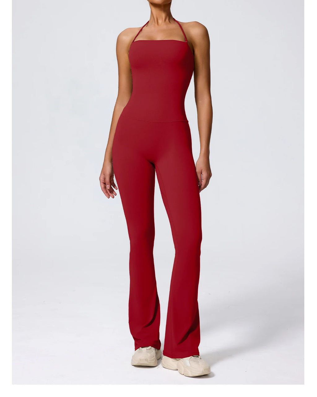 New Summer Women Sleeveless Yoga Jumpsuit Female Gym Flared Overalls Neck-hanging Backless Sportswear Sport Outfit For Woman