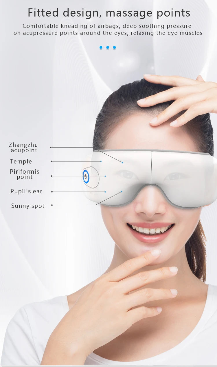 Folding Eye Massager Eye Mask with Bluetooth Music Airbag Compression Eye Care Device Gift for Eye Strain Dry Eye Improve Sleep