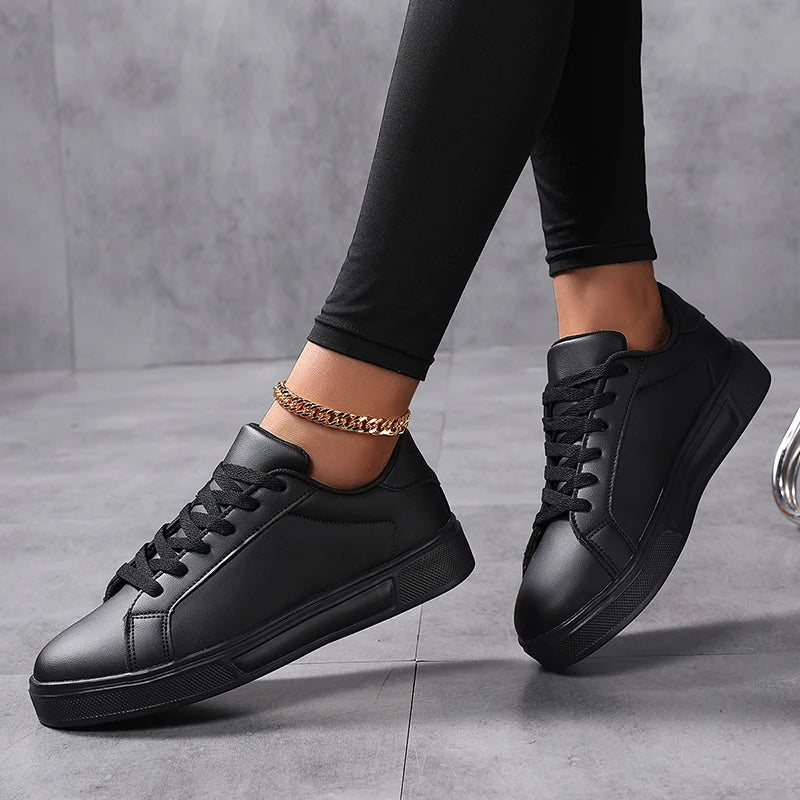 Business Casual Men's Shoes Soft Women Shoes Comfortable Casual PU Leather Shoes for Men Autumn Solid White Men Sneakers