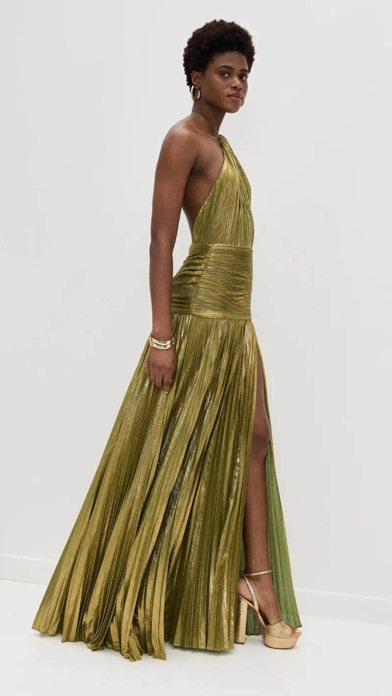 Luxurious Women Corset Party Cocktail Dress Sexy Off Shoulder Halter Folds Slit Guest Celebrity Long Dress Celebrity Prom Gown