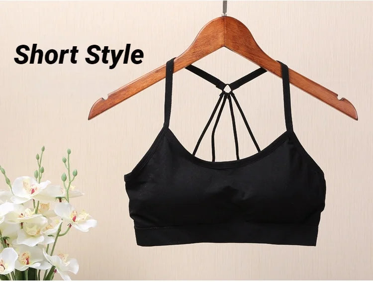 Sports Underwear Women Yoga Fitness Seamless Crop Top Wide Letter Straps Comfortable Workout Activewear Back Without Underwire
