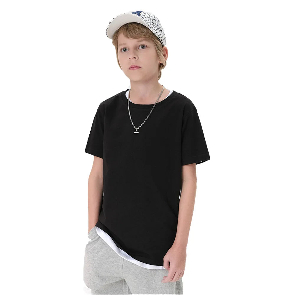 2-16 Years Boys Tshirts Cotton Short Sleeve Girls Clothes Summer Solid T-shirt Teenage Children Tees Kids Korean Top Baby  Cloth