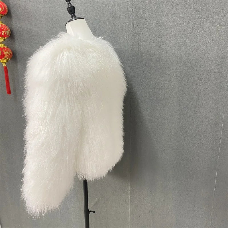 New Winter Autumn Fashion Real Fur Jacket Women Genuine Mongolia Sheep Fur Coat