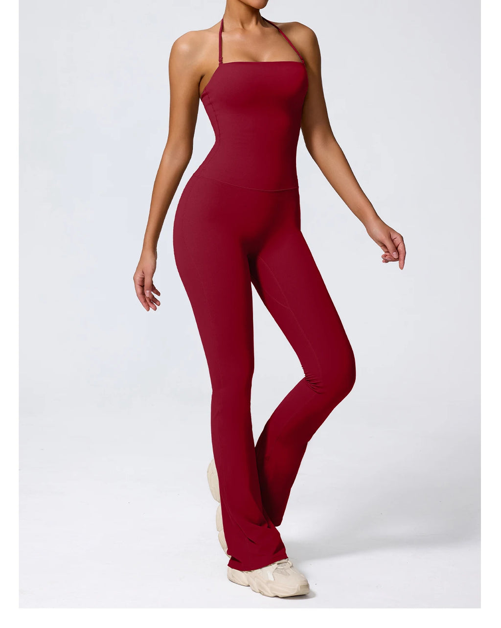 New Summer Women Sleeveless Yoga Jumpsuit Female Gym Flared Overalls Neck-hanging Backless Sportswear Sport Outfit For Woman
