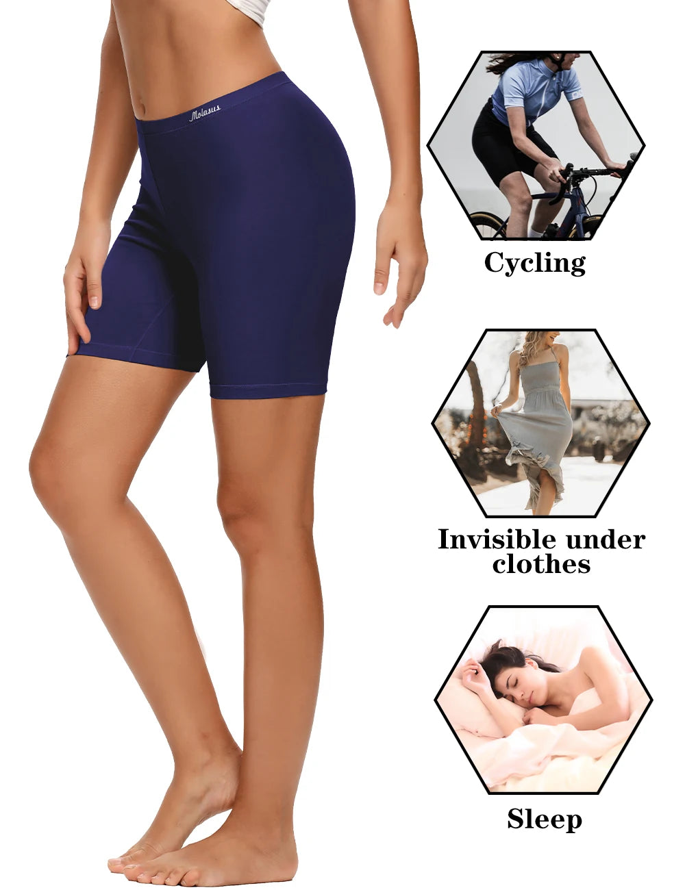 Molasus Womens Cotton Panties Biker Shorts Boxer Briefs Ladies Anti Chafing High Waisted Underwear for Work Sport Pregnant 1PC