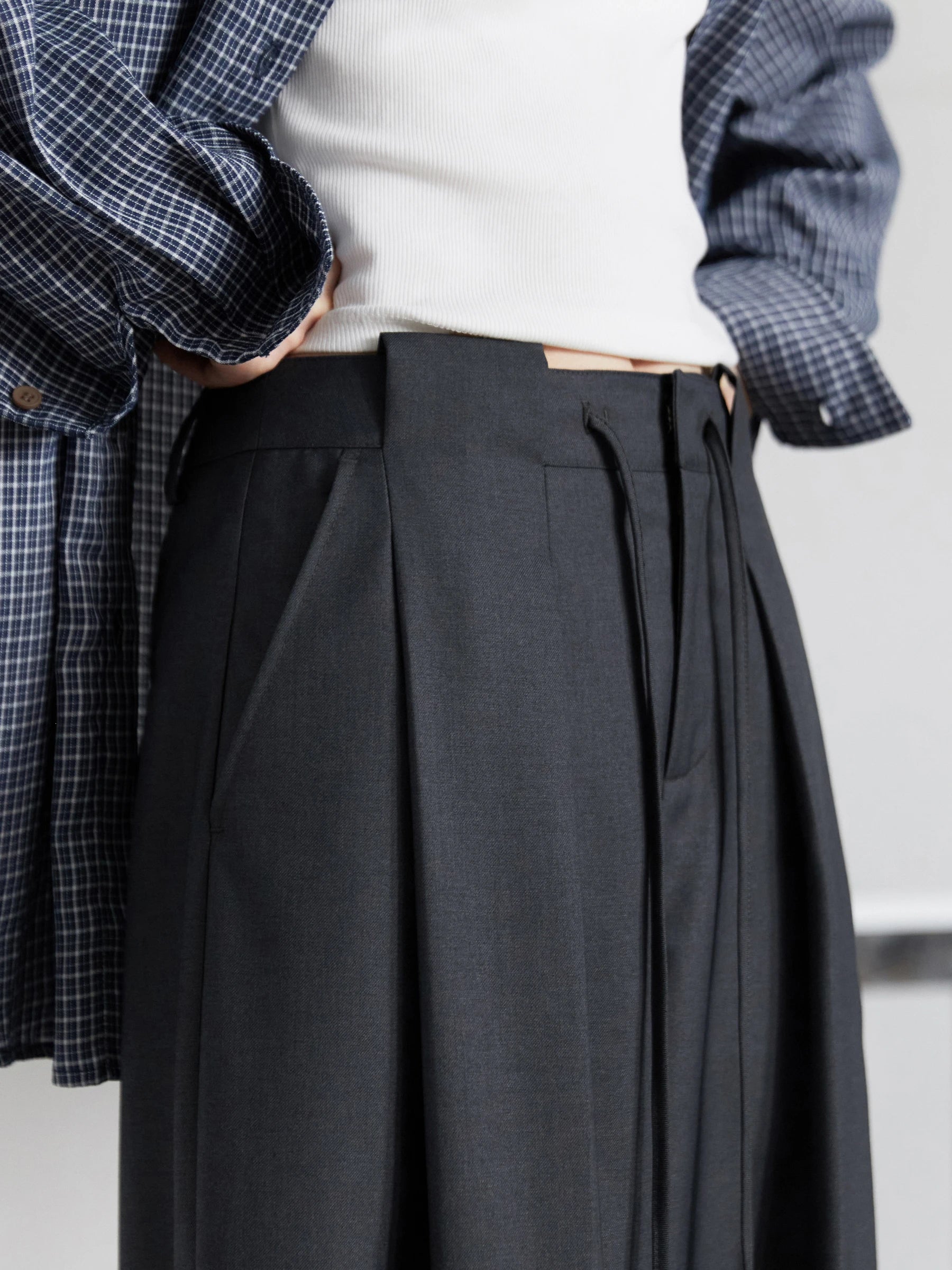 CHIC VEN Women Pants Solid Loose Casual Wide Leg Pant Drawstring Pleated Female Suit Trousers Office Ladies Sping Autumn 2025