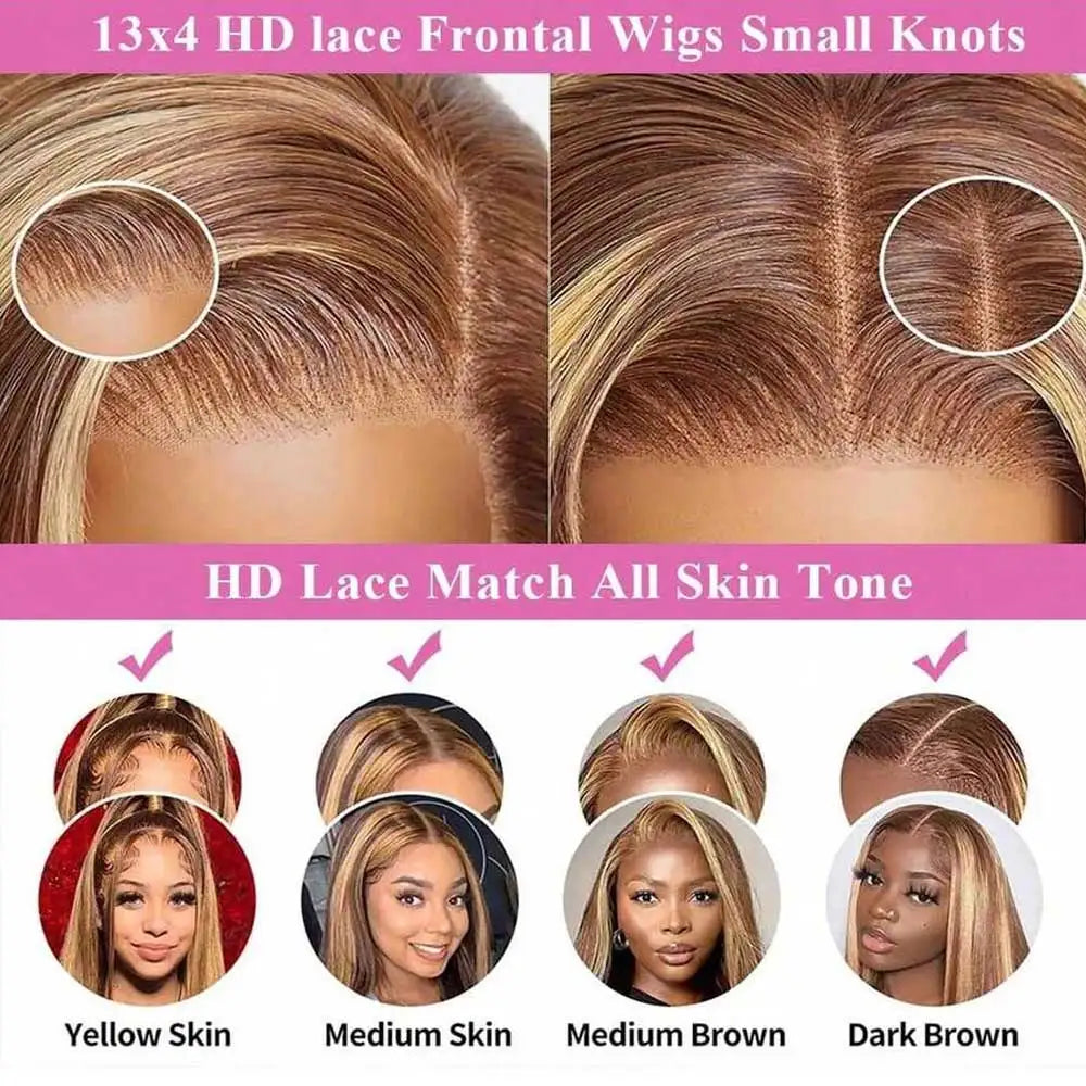 Highlight Wigs Colored Straight Lace Front Human Hair Wigs For Women Honey Blonde Straight 13x4 Hd Lace Frontal Wigs Human Hair