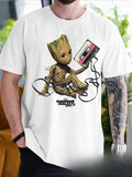 Marvel's Guardians of The Galaxy Trendy Casual Groot Print T-shirt Casual Top Spring, Summer, Autumn and Winter Innerwear