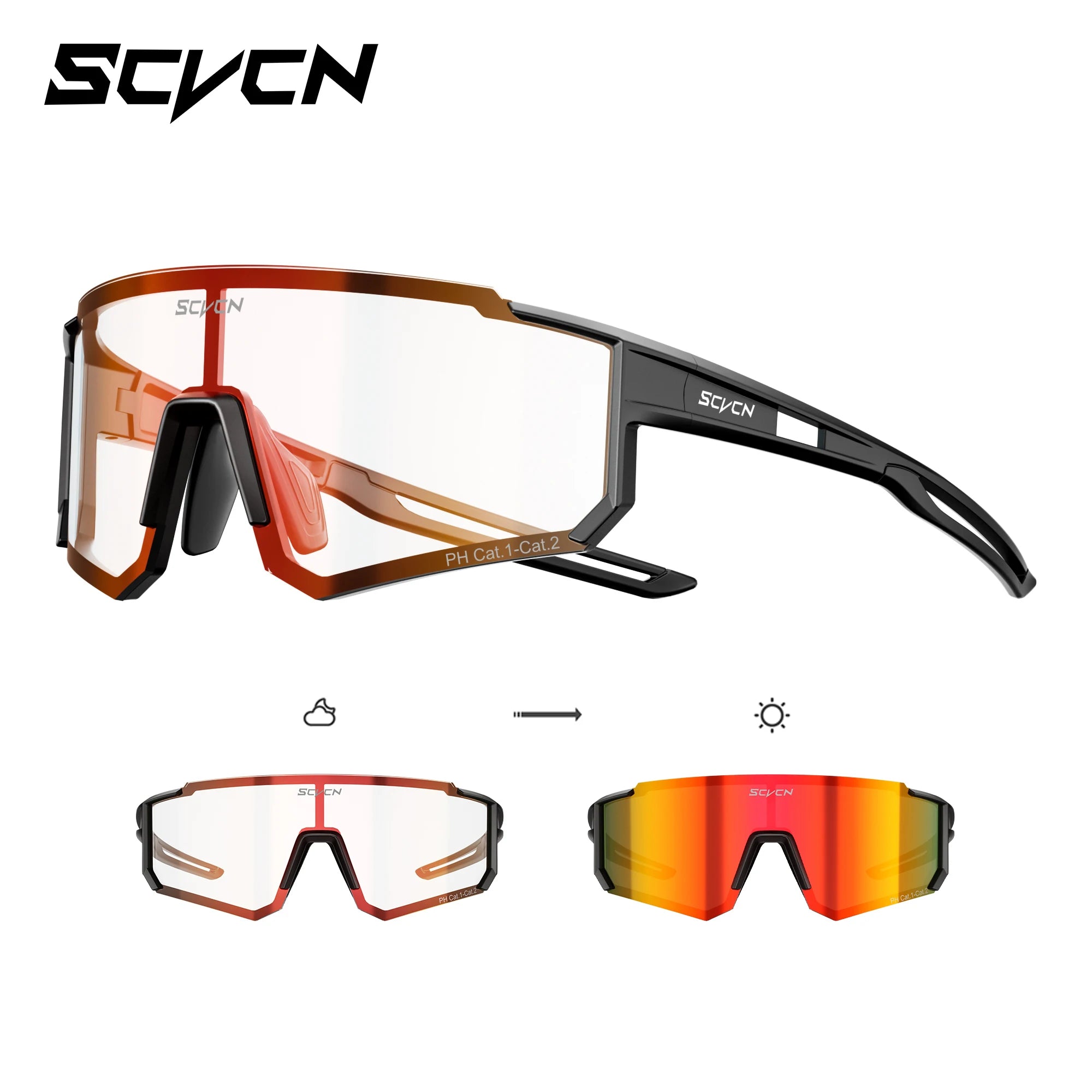 SCVCN Photochromic Hiking Eyewear Cycling Glasses Sports Sunglasses for Women Outdoor Road  MTB Bike Glasses UV400 Men Windproof