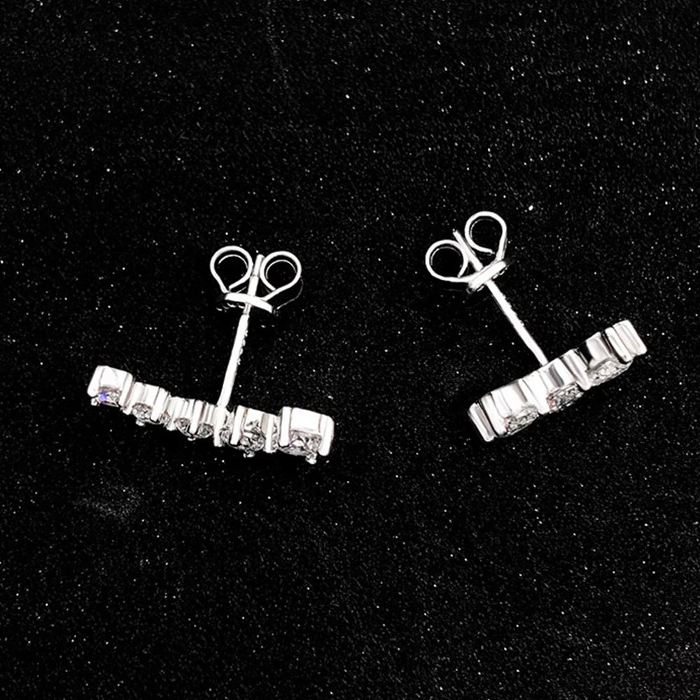 Real D Color Moissanite Diamond Earrings GRA Certified 925 Sterling Silver Sparkling Smile Stud Earrings for Women Jewelry Gift