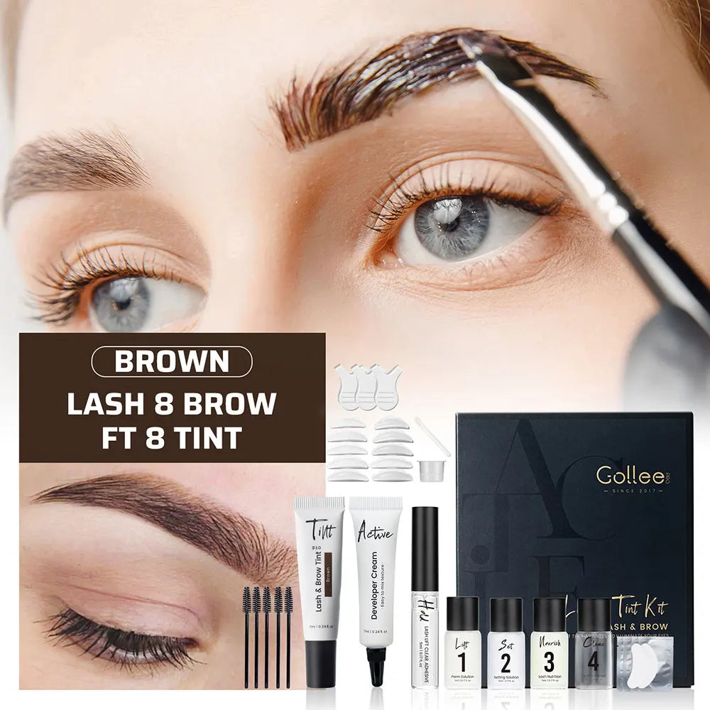 Gollee Lash and Brow Curling Perm Kit Natural Eyelash Lifting Perm Treatment Makeup Long Lasting 4-6 Weeks For Lash Curler Perm