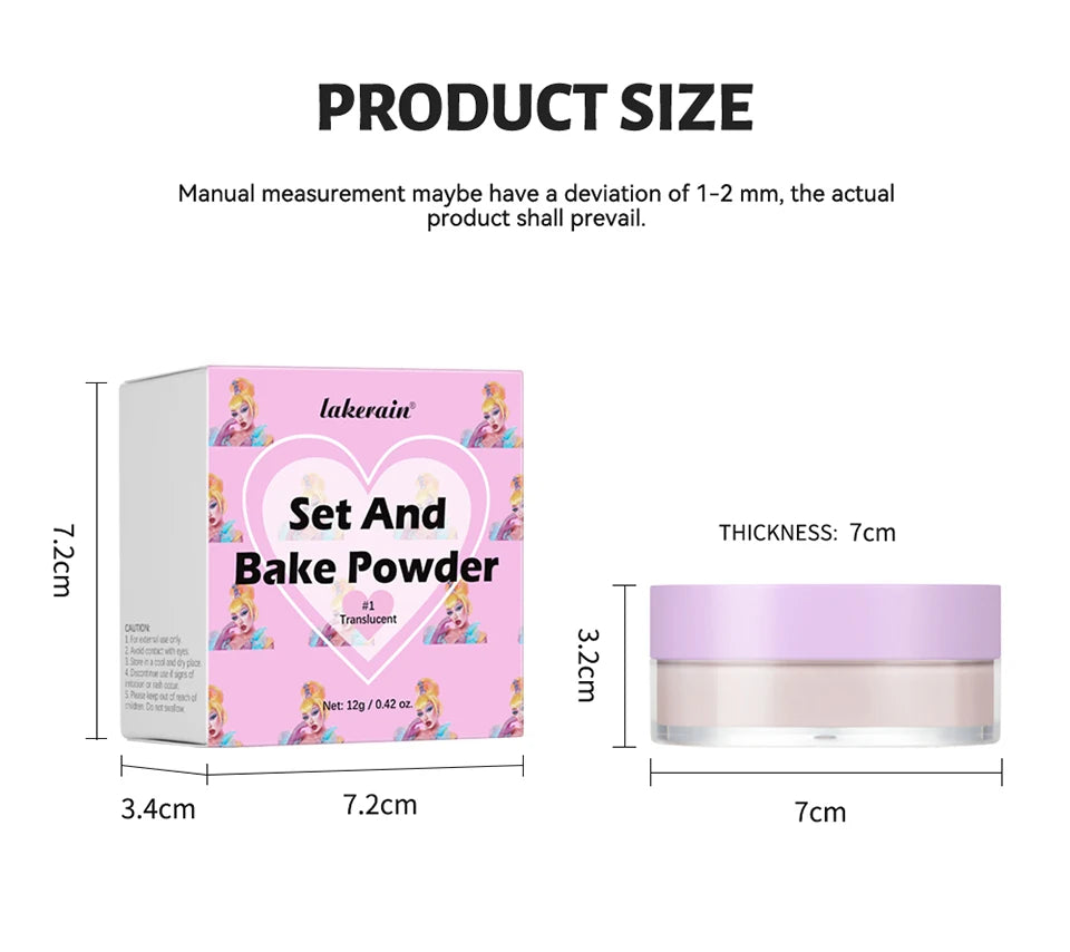 Loose Baking Setting Powder Long Lasting Oil Control Natural Face Matte Waterproof Brightening Loose Powder Makeup Cosmetics