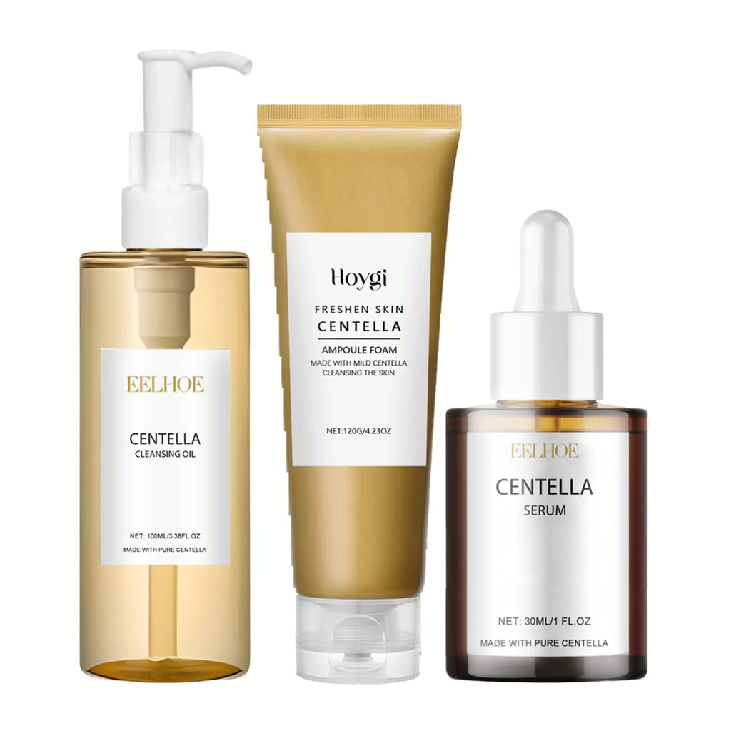 Centella Facial Care Combo Gentle Soothing Makeup Remover Oil Centella Cleanser Centella Serum Set for Sensitive Skin Daily Care