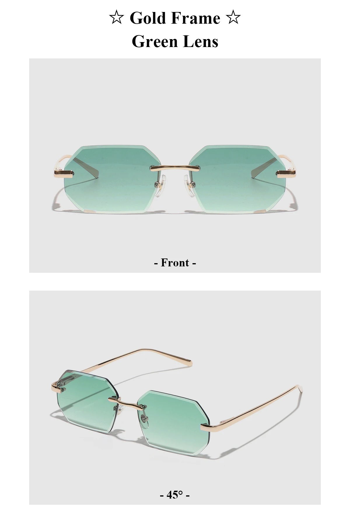 Ruiao Sunglasses Men Brand Designer Fashion Rimless Sun Glasses Shades Diamond Cut Lens Ladies Frameless Metal Eye glasses