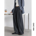 CHIC VEN Women Pants Solid Loose Casual Wide Leg Pant Drawstring Pleated Female Suit Trousers Office Ladies Sping Autumn 2025