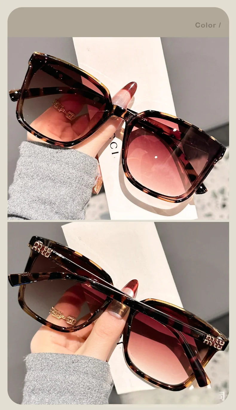 New style temple letter large frame square thin frame high-end sunglasses for women DS-8162