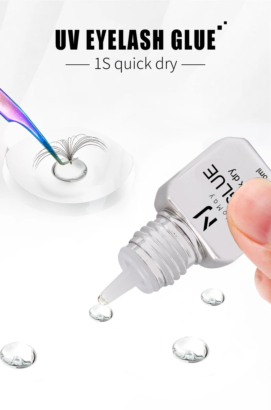 JOMAY UV Glue Lash Glue Extra Strong Eyelash Glue Extension Supplies UV Glue 5ML Waterproof Adhesive 3 bottles