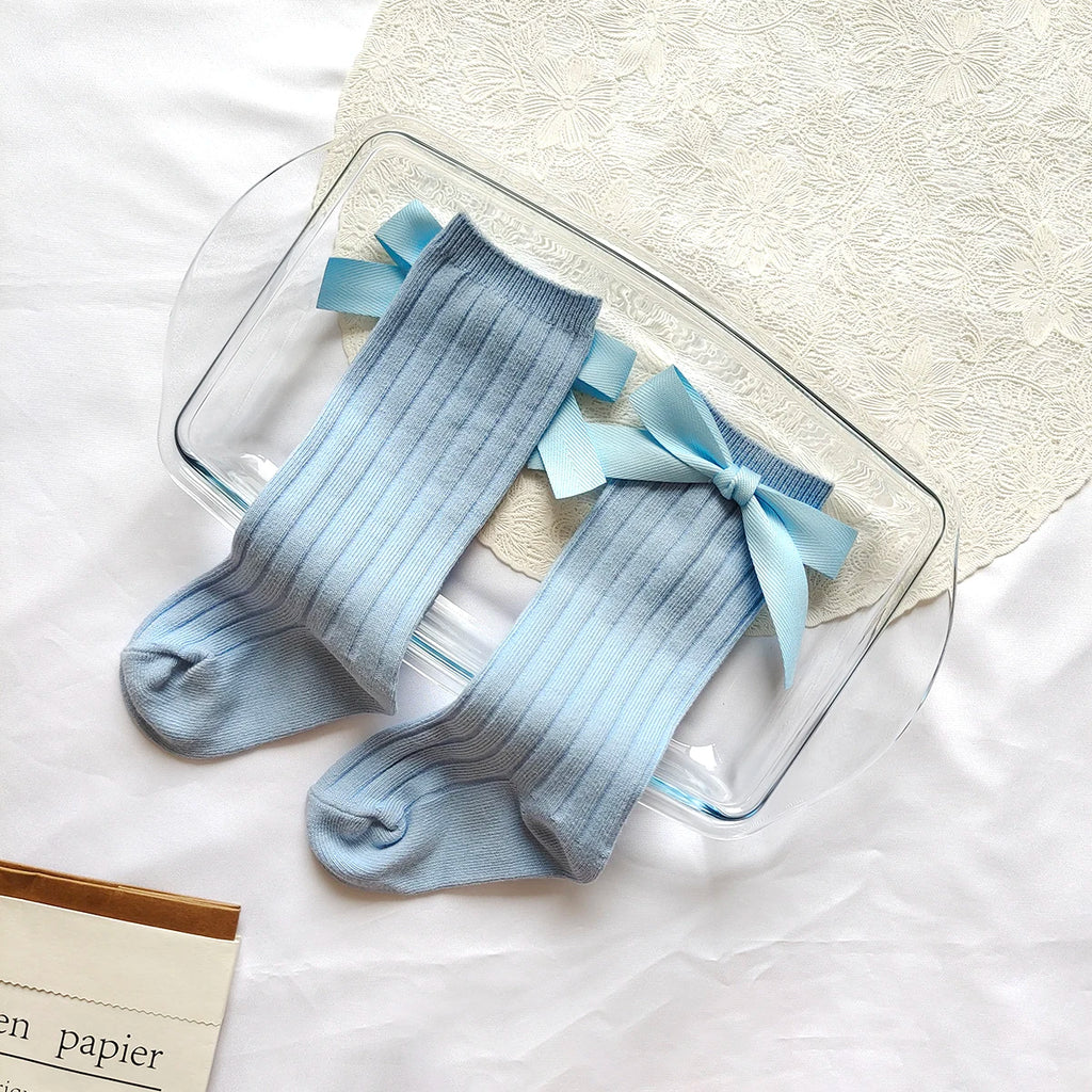 14 Colors Princess Girls Long Sock Big Bowknot Infant Baby Stockings Kids Cotton Sock Knee High Breathable Soft Children Socken