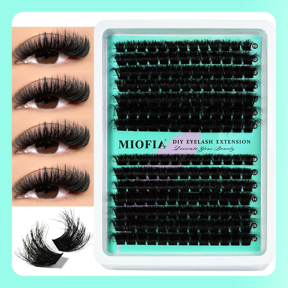 MIOFIA Wispy Thick Lashes Cluster 50D 80D 100D 150D Natural Fluffy False Eyelash Extension Cat Eye Lashes Mixed Tray Makeup