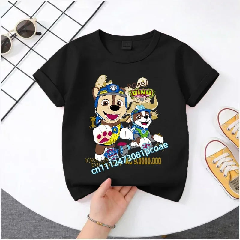 PAW Patrol Summer Short-Sleeved 1-12 Years Old Children's Pure Cotton T-Shirt Boys' Sports Shirt Girls' Casual Top Cartoon Print
