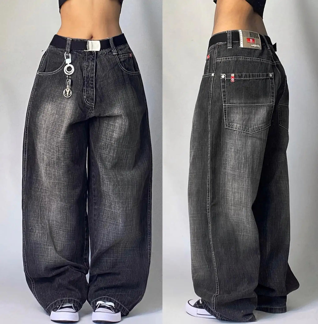 Y2K Fashion New Women Letter Print Baggy Jeans Streetwear Vintage Gothic Popular Casual Joker High Waist Wide Leg Pants Clothing