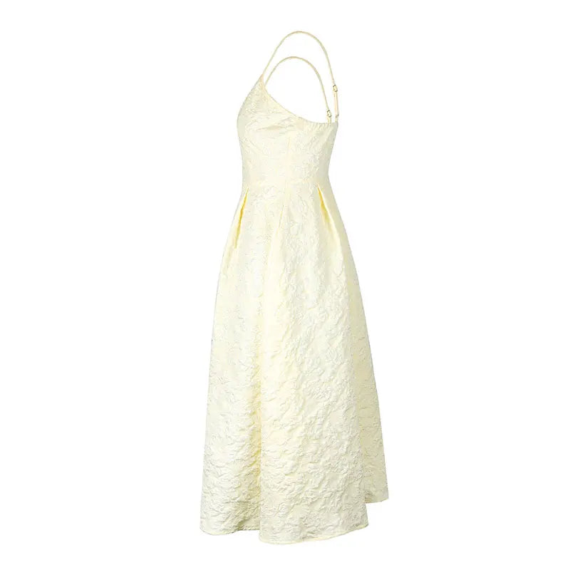 Women A-Line Dresses New Summer Solid Sexy Backless O-Neck Low Chest Sling Maxi Dress Streetwear Fashion Casual Slim Lady Dress