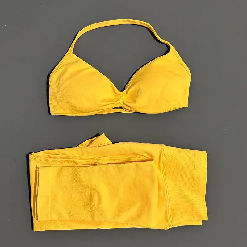 2 Piece Yoga Clothes Women Tracksuit Athletic Wear Pilates Fitness Suit Gym Workout Push Up Clothes Sports Bra Leggings Suit