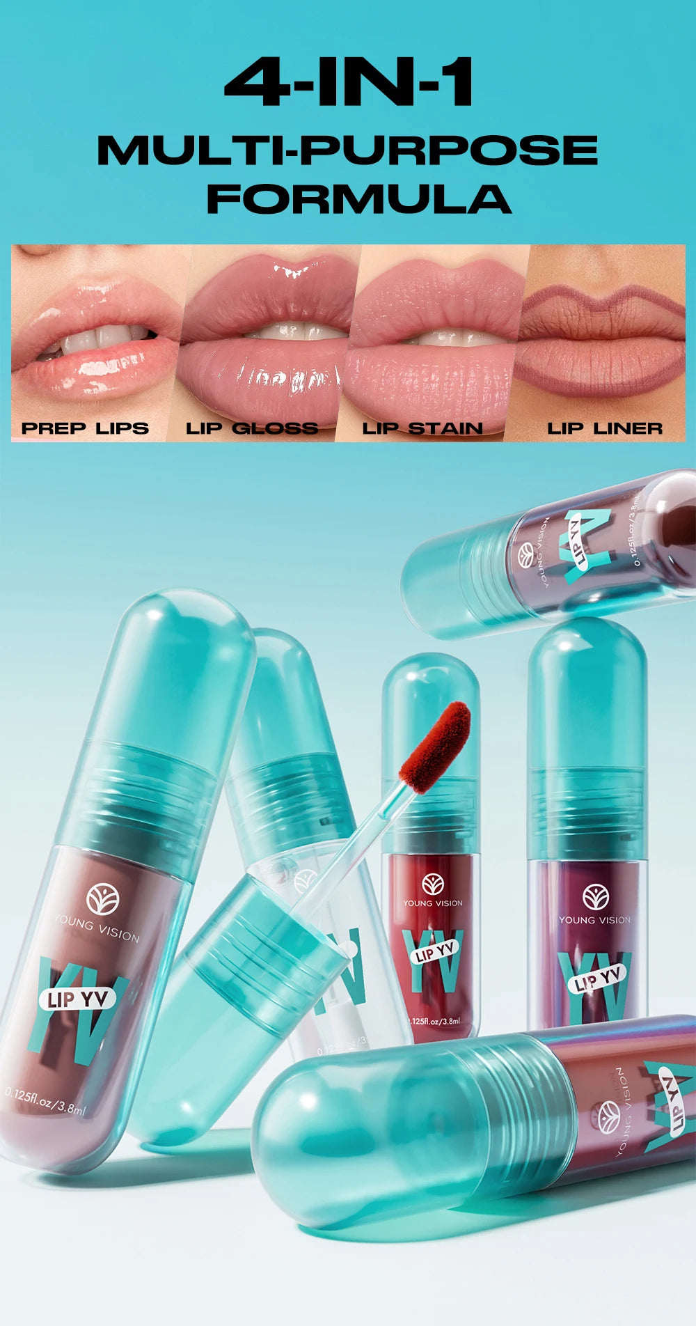 YOUNG VISION 6-Shade Avocado Long-Lasting Moisturizing Lip Stain is lightweight, non-sticky, non-stick cup lip stain